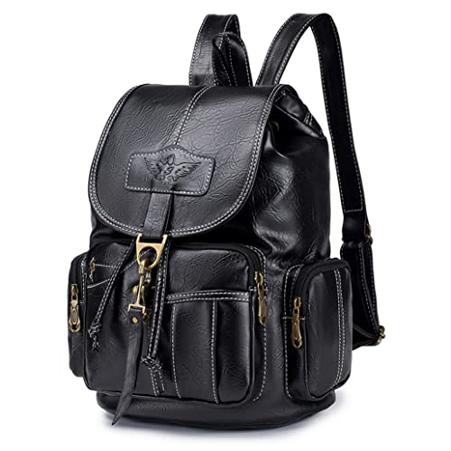 SPAHER Kvinnor Läder Ryggsäck Mode Daypack Axelväska Vintage Stil skolväskor Anti = stöldväska Teen Girls Day Trip...