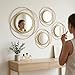 sxnzequnze 4 Piece Gold Round Wall Mirror Set Modern Metal Circle Home Decor for Living Room Bedroom Entryway 11/9 in Decorative Mirrors Minimalist Wall Art for Home