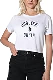 Duquesne University Large Women's Crop Top T-Shirt, White, Small