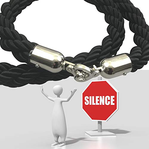 Kerafactum extra Lange Kordel Absperrseil schwarz Tau Seil Verbindungstau Abgrenzung Personen Personenleitsystem Absperrband Abgrenzungsgurt Sperre Absperrgurt Karabiner Chrome 2,5 Meter Black VIP