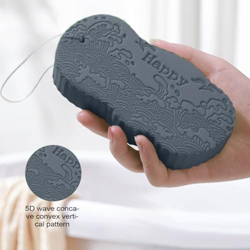 バス スポンジ スクラバー | 天然素材 古い角質除去 スクラブ 毎日使える 肌に優しい ネット構造,繰り返し使える 肌に優しい ボディ ウォッシング スクラバー 家族全員 赤ちゃんから大人まで 敏感肌 対応