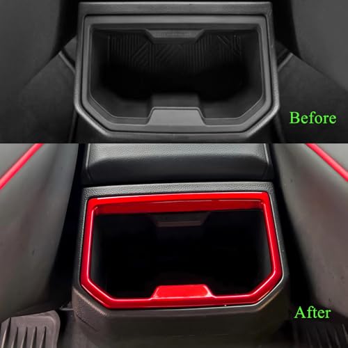 BORUIEN ABS Front Rear C u p Holder Frame Cover for Toyota Tacoma 2024 2025 2026 Interior Accessories Center Console Decor Trim (Dark Red, Front & Rear C u p Trim Cover) by BORUIEN - Used condition - Image 4