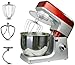 Batteurs sur socle pour la cuisson Batteur sur socle 1500W avec bol de 7L, en 6 niveaux de puissance avec fonction d'impulsion, comprend un crochet pétrisseur, un fouet, un batteur pour les aliments