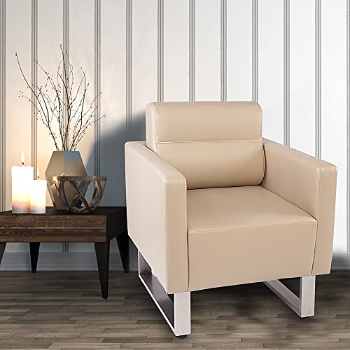 Accent Chair Arm Chair Set Of 2 Lounge Sofa Upholstered Faux Leather Club Chair Ergonomic Lumbar Support Cubic Waiting Room Reception Chair Modern For Living Room Hotel Lobby Office Salon Brush Nickel #TOP1
