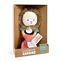 Doudou et Compagnie - Hochet Lion Bois Naturel - Couleurs Savane - DC4067