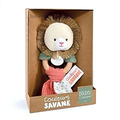 Doudou et Compagnie - Hochet Lion Bois Naturel - Couleurs Savane - DC4067