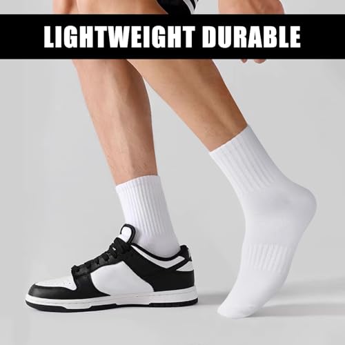 MUQU Mens White Quarter Socks - Thin Athletic Running Mid Crew Socks for Sports 6 Pairs4