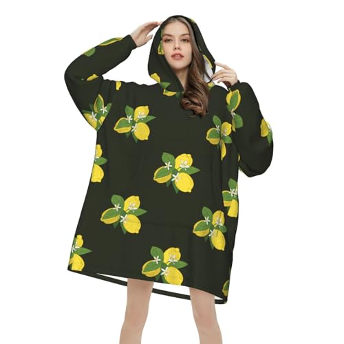 Sweat à capuche couverture imprimé citron et lys noir