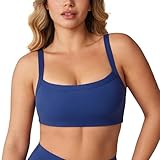 UNISSU Hugcurve Adjustable Sports Bra Scoop Neck Wireless Padded Yoga Workout Tops Nightfall Blue Small