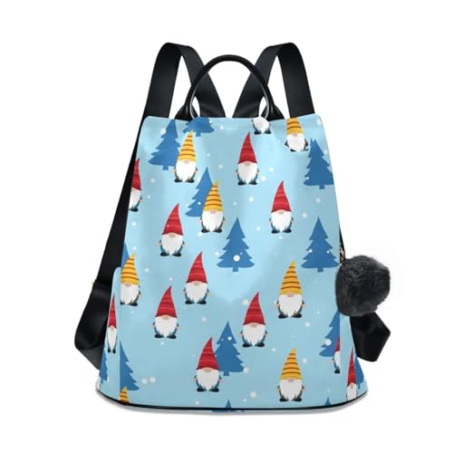 Sac à dos femme nains mignons rouge jaune bleu avec poche antivol et pompon