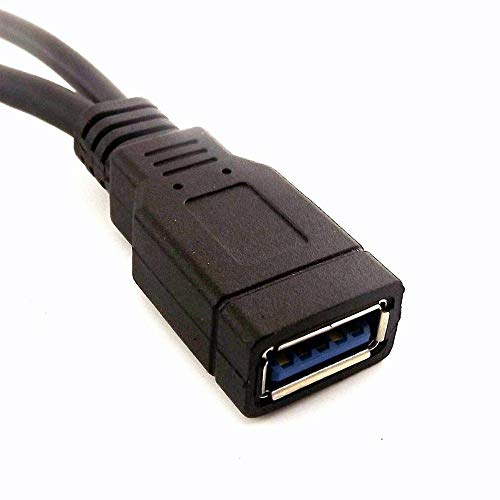Anrank Usb 3.0 Female To Dual Usb Male Extra Power Data Extension Cord Adapter Splitter Y-Cable Black #TOP4
