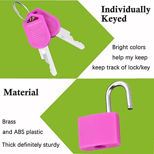 Litensh Suitcase Locks with Keys, Small Luggage Backpack Padlocks, Colorful Metal Mini Padlocks for for School Gym Classroom Matching Game (Multicolor-10PACK)