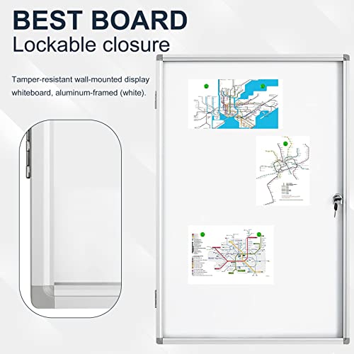 Best Board Lockable Magnetic Enclosed Dry-Erase Whiteboard, Tamper-Resistant Wall-Mounted Display Whiteboard, Aluminum-Framed Window Whiteboard 35X24 Inches (White) #TOP3