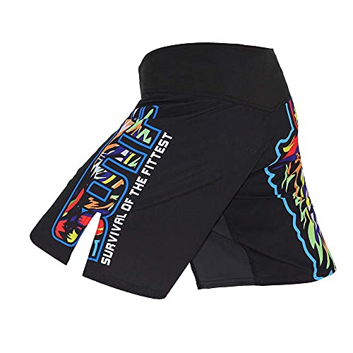 Sotf Men Breathable Running Shorts Mma Boxing Fitness Sports Shorts Black L Waist 34.6-36.2 Inch #TOP5