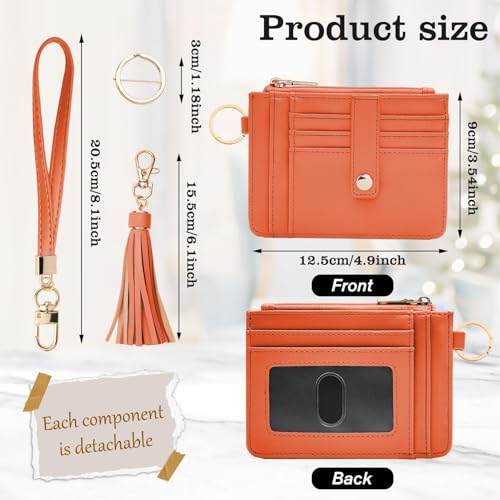 Image of KNGITRYI Small Wristlet Wallets for Women RFID Credit Card Holder Wallet Keychain Wristlet Wallet Credit Card Wallets for Women (Orange)