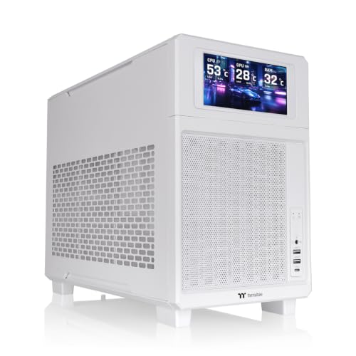 Image of Thermaltake TR200; Preinstalled 6.0 Inch LCD Screen; Micro Chassis; 1x120mm PWM Fan Included; mATX /mITX Support; 360mm Radiator Support; 365mm GPU Clearance; 5.25 inch Bay Support; Snow; CA-11L-00S6NN-01