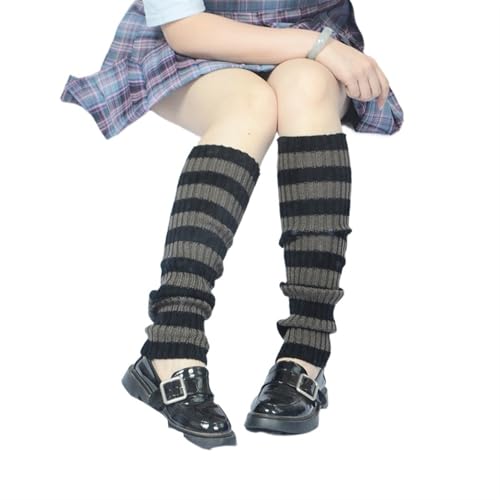 Japanese Girl Over The Knee Kawaii Leg Warmers Y2K Striped Color Blocking Gothic Leg Warmers3