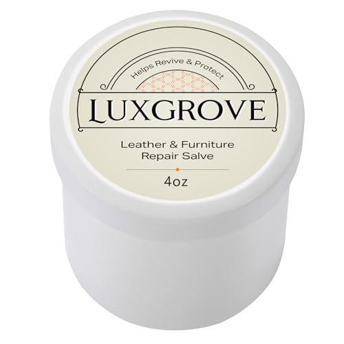 LUXGROVE Wood & Leather Furniture Repair Salve Conditioning Balm for Couches Car Seats Tables Cabinets Doors Shoes Purses Boots & Saddles Helps Revive Dry Dull & Scuffed Surfaces 4oz