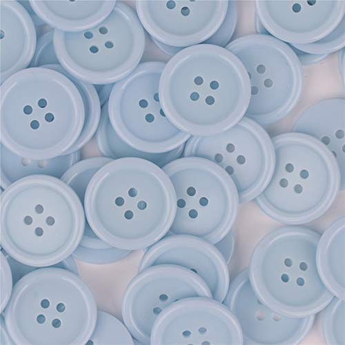 YAKA 80Pcs 1inch(25mm) Sewing Resin Buttons Round Shape 4 Holes Craft Button for Sewing Scrapbooking and DIY Craft (Sky Blue) - Thumbnail 5