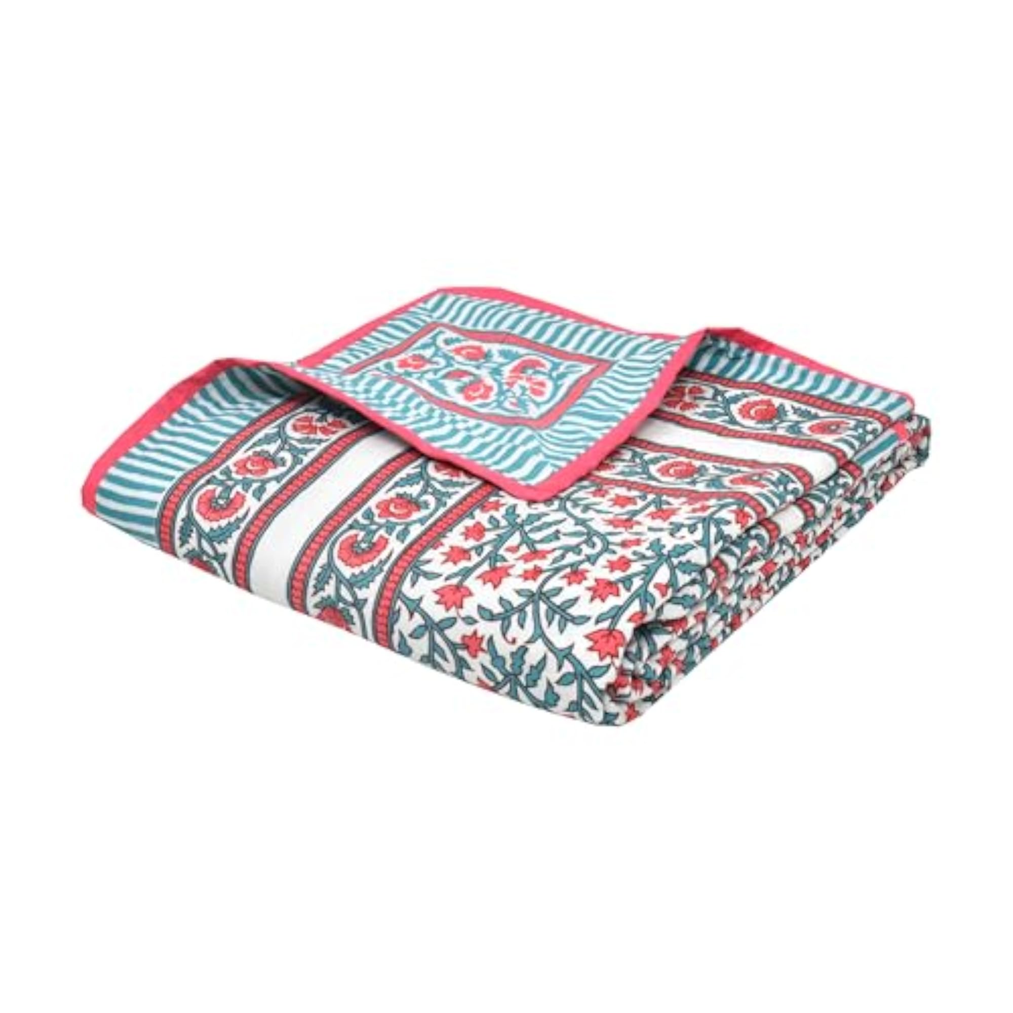 Hand Block Printed Cotton Single Size Reversible Malma Dohar