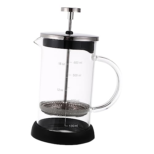 COLLBATH Cafetière à Piston Manuelle 600ml En Verre Épais Avec Balance, Filtre Démontable, Pour Usage Domestique, Infusion Café Et Thé