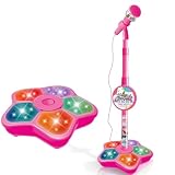 Microphone Toy, 2026 New Adjustable Microphone with Stand, Speaker & Colorful Lights, Funny Music Microphones Toy for Teenager, Birthday Gifts for Music Play Singers