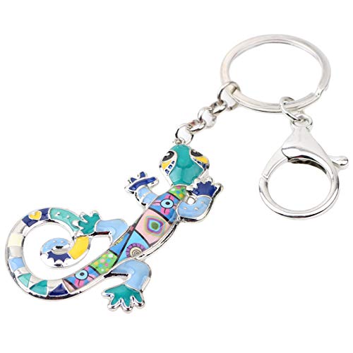 WEVENI Enamel Alloy Lizard Gecko Keychain Charms Jewelry For Women Girls Bag Car Wallet3