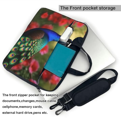 Bolsa bandolera para laptop con flores pavo real miniatura 5