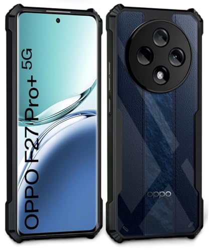 Image of WOW IMAGINE Thermoplastic Polyurethane Shock Proof Clear Protective Back Case For Oppo F27 Pro Plus 5G-Airedge Technology|360 Degree Camera Protection|Transparent Hybrid Back Case Mobile Cover-Black