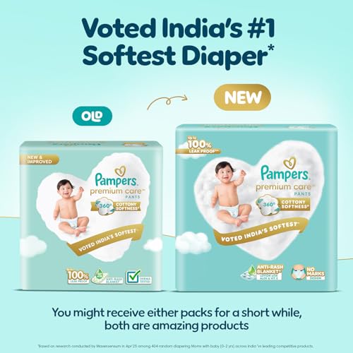 Image of Pampers Premium Care Pant Style Baby Diapers | Large (L size) | 44 Count | Voted India's Softest | All-in-1 with 360 Cottony Softness Diapers | 9-14kg