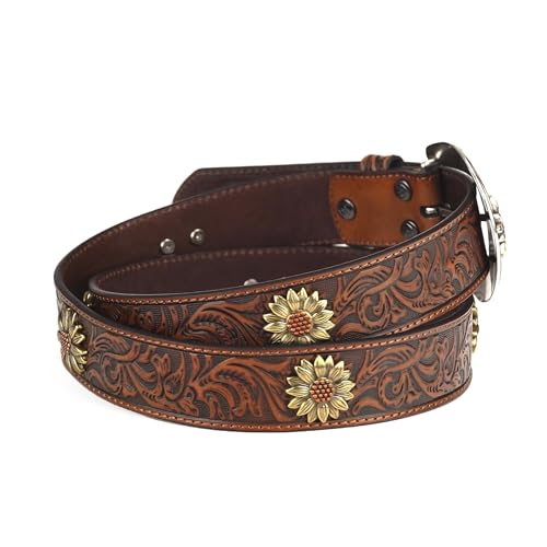 ARIAT Women's Floral Tooled Sunflower Concho Belt, Brown, Large by ARIAT - Used condition - Image 4