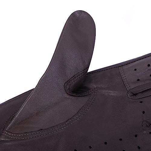 Meetoget⠀ Luvas de couro para dirigir masculinas de pele de cabra, sem forro, tela sensível ao toque