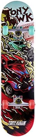 Tony Hawk 31 inch Skateboard, Tony Hawk Signature Series 3, Metallic Graphics & 9-ply Maple Deck Skateboard for Cruising, Carving, Tricks and Downhill, Cars