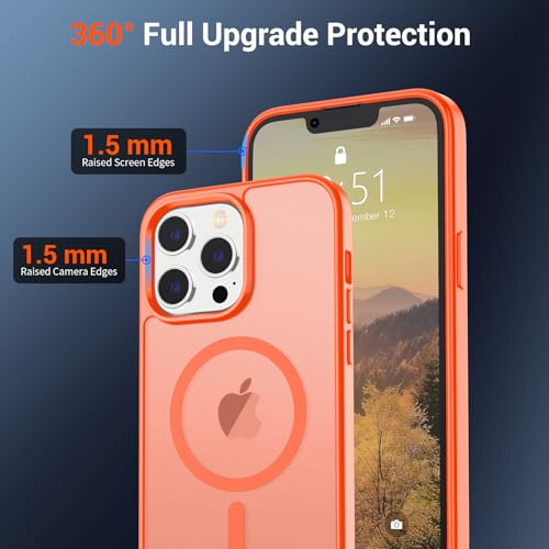 Image of SUPFINE Magnetic for iPhone 12 Pro Max Case (Compatible with MagSafe) (Military Grade Drop Protection) Slim Translucent Matte Shockproof with Anti-Fingerprint Phone Case,Orange