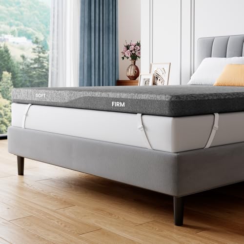 PERLECARE Dual Firmness Mattress Topper Queen, 3 Inch Firm...