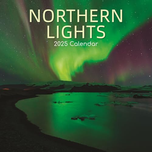 Calendario de pared 2025 auroras boreales formato grande con pegatinas en inglés