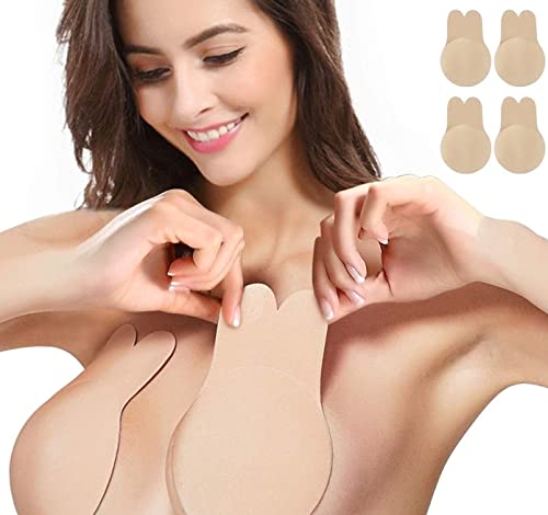 Zacca Adhesive Bra,Breast Lift Tape Lift Up Invisible Bra Nippleless Covers Sticky Bras (Beige, C/D) #TOP5
