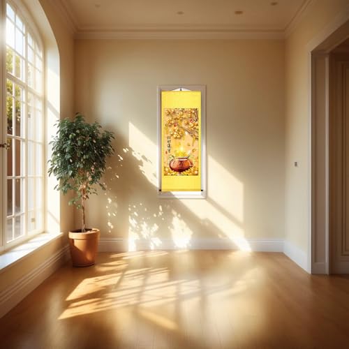 Zzooi Feng Shui Money Tree Wall Art - Coin Tree Treasure Bowl Picture Silk Scroll - Fortune Hanging Silk Poster for Wealth and Good Luck by Zzooi - Used condition - Image 4
