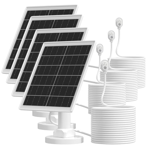 Image of 5W Solar Panel Charger Compatible with Arlo Pro 5S/Pro 4/Pro 3/Ultra/Ultra 2/Go 2 Camera, Solar Panels Charging with 13.1ft Waterproof Charging Cable,360° Adjustable Wall Mount, 4 Pack