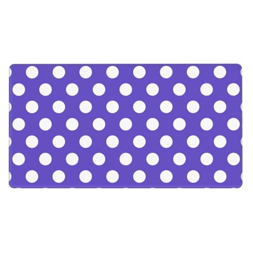 Grand tapis de souris de jeu violet imprimé à pois avec base en caoutchouc antidérapante pour bureau