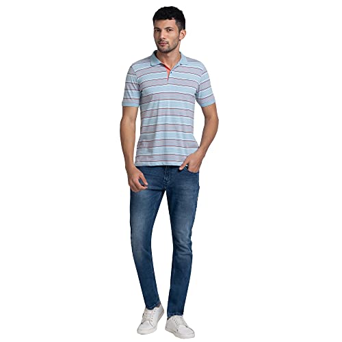 Image of Raymond Men Cotton Striped Regular Fit T-Shirt