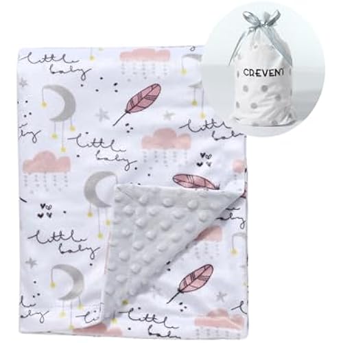 CREVENT Soft Plush Minky Baby Blanket for Girls, for Newborns, Toddlers Bedding Napping - Sweet Dream 30x40 Inches