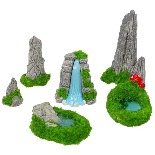 Ciieeo 6pcs Miniature Mountain Decorations Resin Aquatic Landscaping for Pool Aquarium Outdoor Garden DIY Diorama Fish Tank Accessories