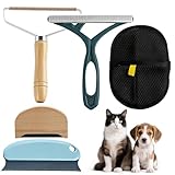 5 Pcs Pet Hair Remover Set – Carpet Rake & Scraper Tool with Electrostatic Pet Hair Removal Glove, Portable Lint Remover for Carpet Sofa Furniture Clothing, Dog Cat Hair Removal Tool Kit
