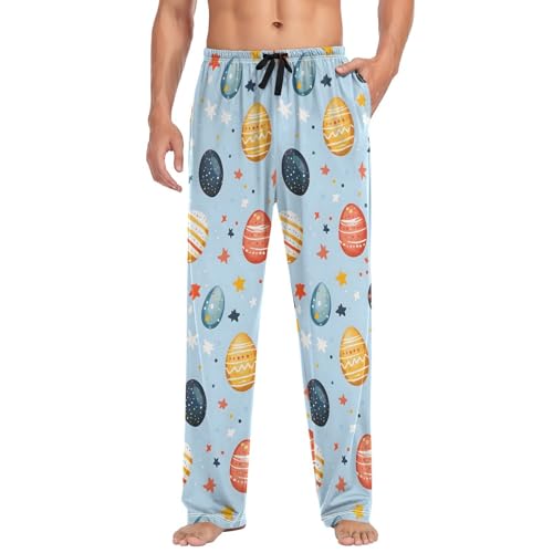 Easter Eggs Stars Pajama Pants Mens Lounge Pants Super Soft Men Pajama Bottoms with Pockets Drawstring3