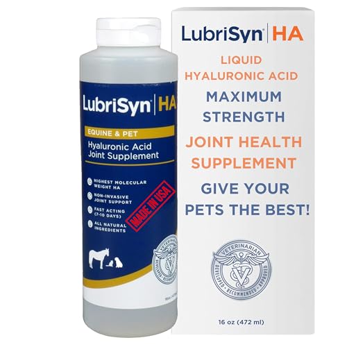 LubriSynHA Hyaluronic Acid Pet & Equine Joint Formula 16oz - All-Natural, High-Molecular Weight Liquid Hyaluronan - Joint Support for Horses, Dogs, Cats - Promotes Healthy Joint Function, Made in USA