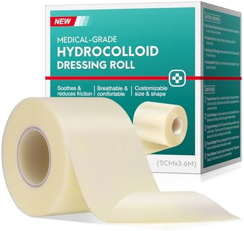 Hydrokolloid Pflaster Rolle 5cmx3.6m, Hydrokolloid Rolle für Wundverbände, Selbstklebender Wasserfestes Hydrokolloid Wundpflaster & Hautfreundlich Wundauflagen für Schnittwunden un