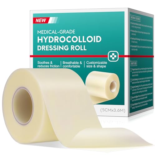 Hydrokolloid Verband Rolle 5 cm x 3,6 m – Wundverband, Wasserdicht & Atmungsaktiv, Zuschneidbare Hydrocolloid Bandage für Akne, Blasen, Verbrennungen & Empfindliche Haut – Hypoallergen & Selbstklebend