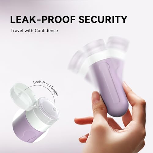 Image of DEPOZA 18 Pack Travel Size Toiletry Containers Sets, BPA Free Silicone Travel Bottles with Leak Proof Caps, TSA Approved for Shampoo, Conditioner, Lotion, Soap and Essential Accessories (Cranberry)