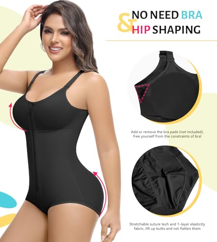 Image of SHAPSHE Fajas Colombianas Moldeadoras Body Shaper Post Surgery Compression Garment Shapewear Tummy Control with Zipper